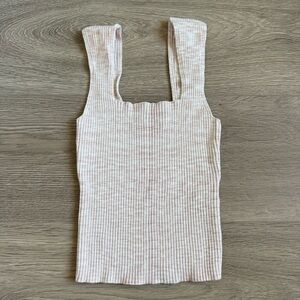 A&F Light Pink Space Dye Elevated Ribbed Squareneck Crop Tank Top - Size XS